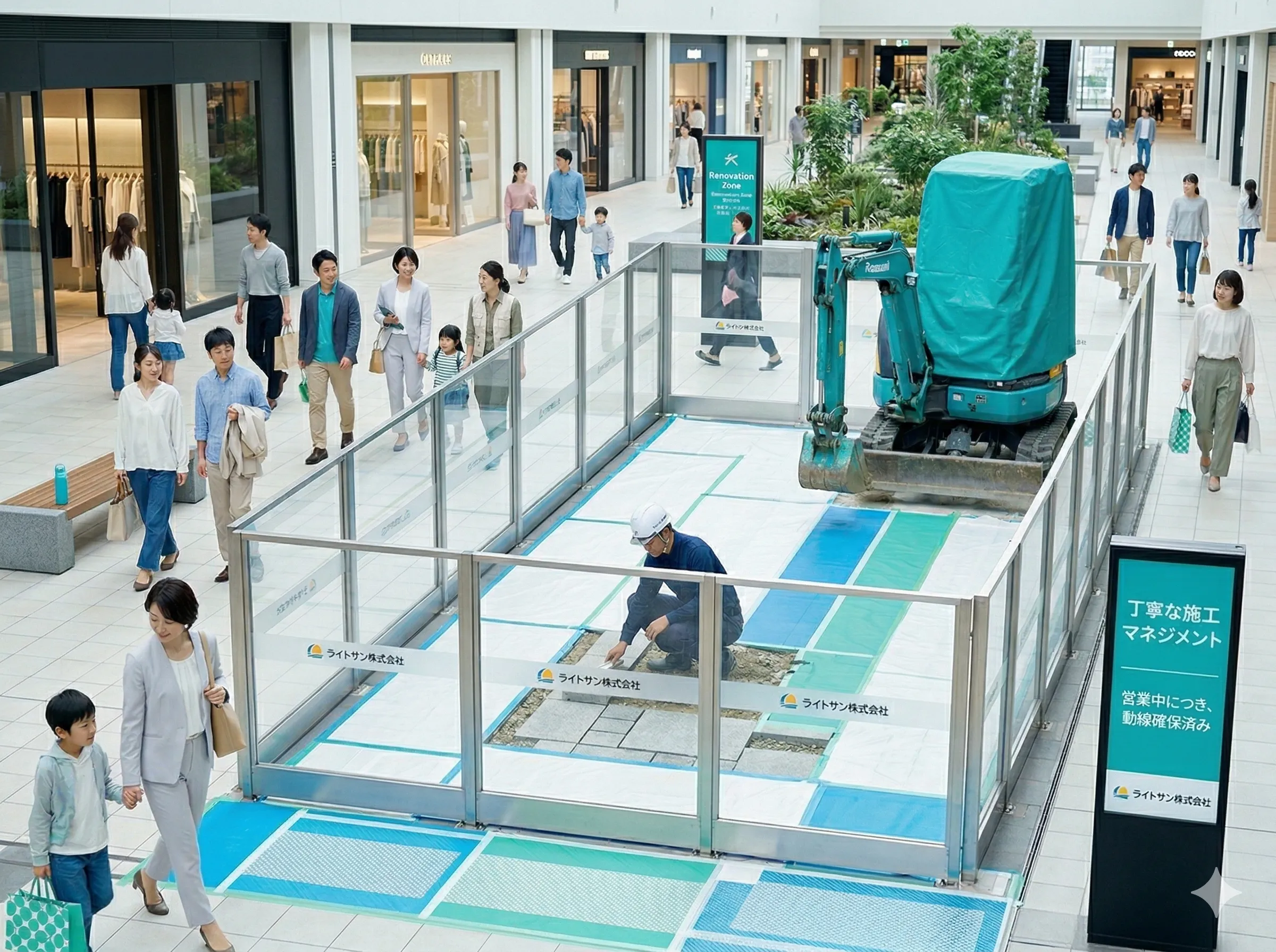 工事中の動線や周辺環境まで配慮する法人・施設向け外構工事のイメージ